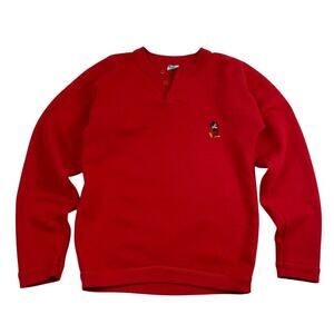 Vintage Disney Mickey Mouse Red Button Collar 80s Henley Sweatshirt Size Medium